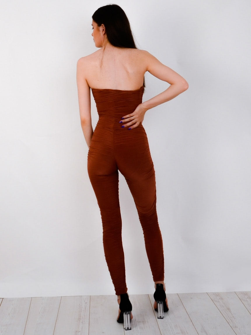 Slinky Ruched Bandeau Jumpsuit