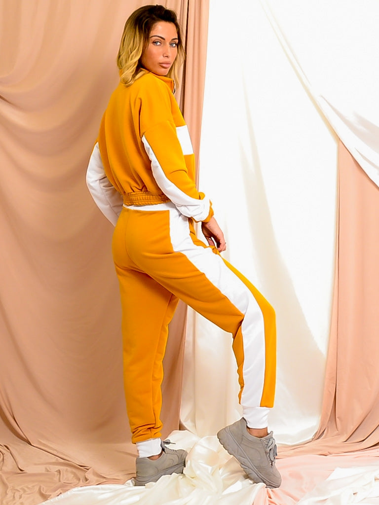 Contrast Panelled Zip Lounge Set