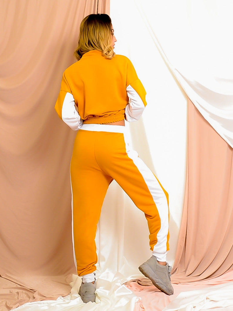 Contrast Panelled Zip Lounge Set
