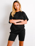 Melange Knit Oversized T-Shirt & Shorts Co-ord