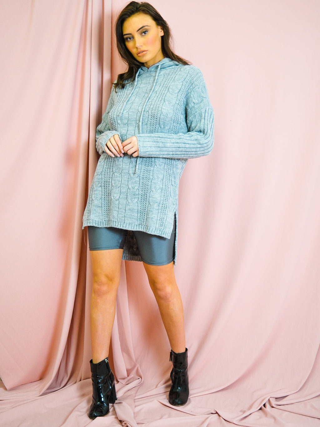 Dip Hem Cable Knit Jumper With Hood