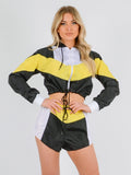 Colour Block Cropped Jacket & Shorts Co-ord