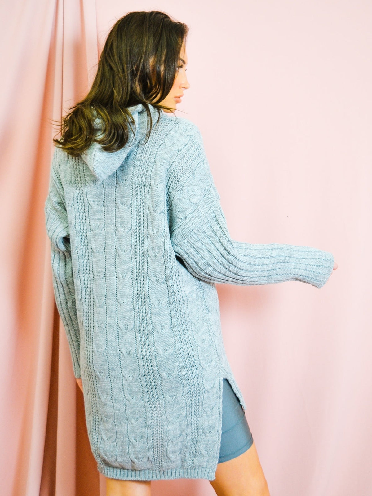 Dip Hem Cable Knit Jumper With Hood