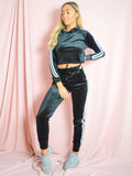 Velour Side Stripe Cropped Loungewear Set