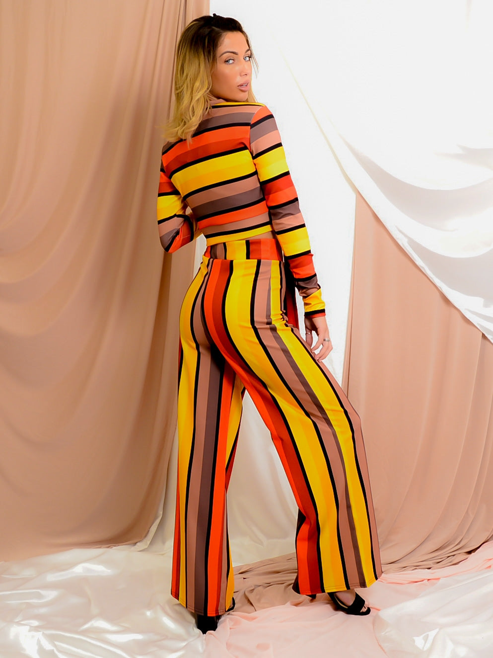 Multi Striped Crop Top & Trouser Co-ord