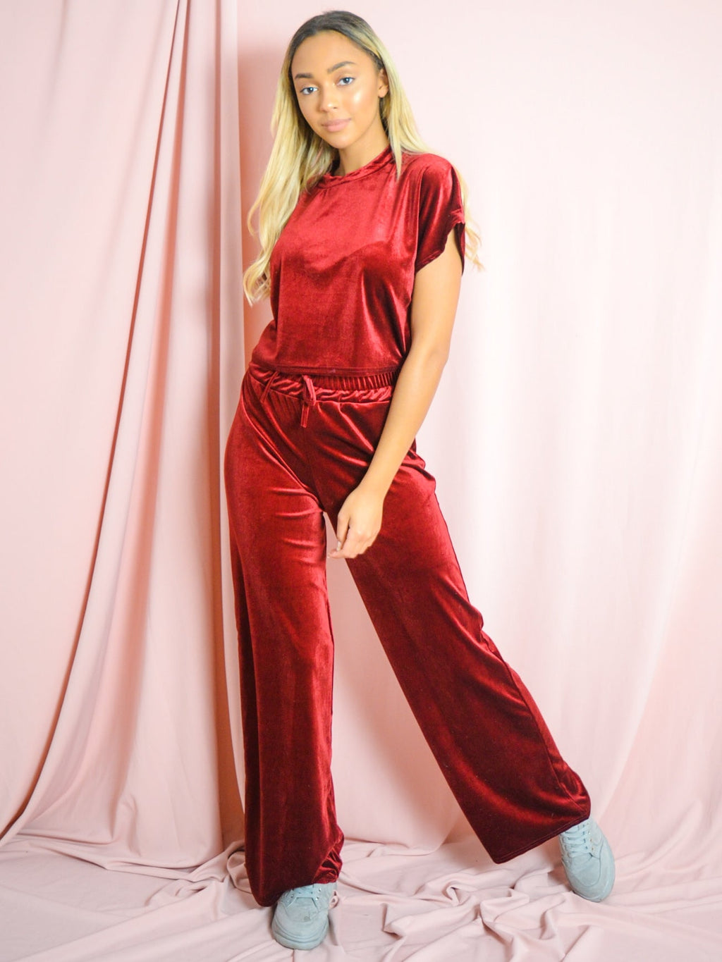 Velour Short Sleeve Boxy Loungewear Co-ord