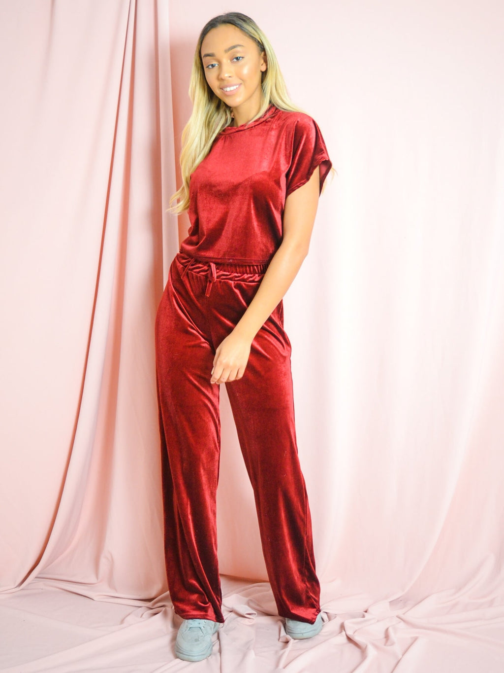 Velour Short Sleeve Boxy Loungewear Co-ord