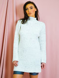 Side Split High Neck Knitted Jumper