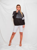 Contrast Colour Block Zip Front Hoodie