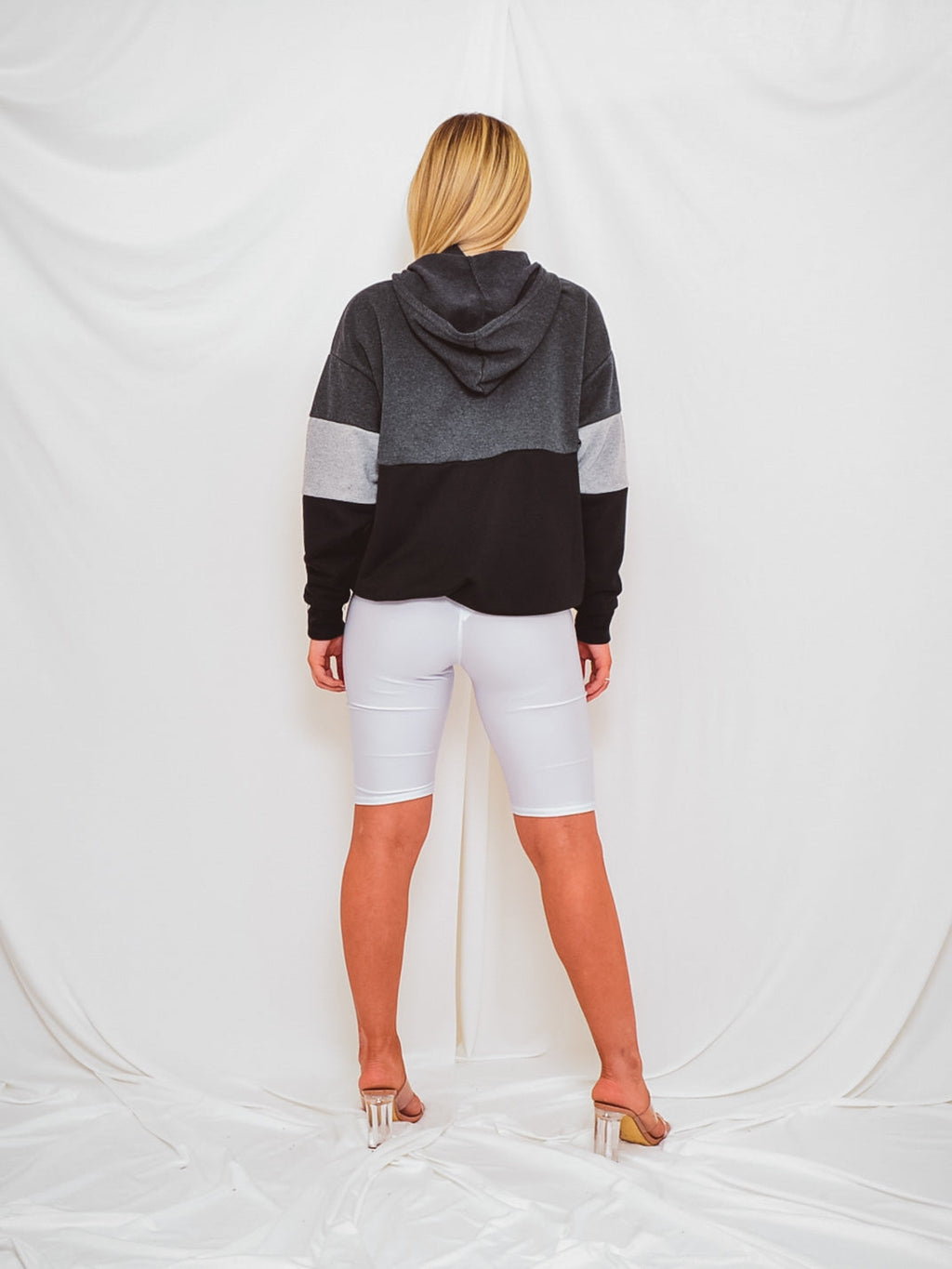 Contrast Colour Block Zip Front Hoodie