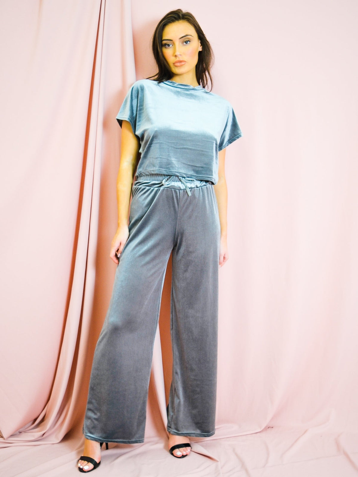 Velour Short Sleeve Boxy Loungewear Co-ord