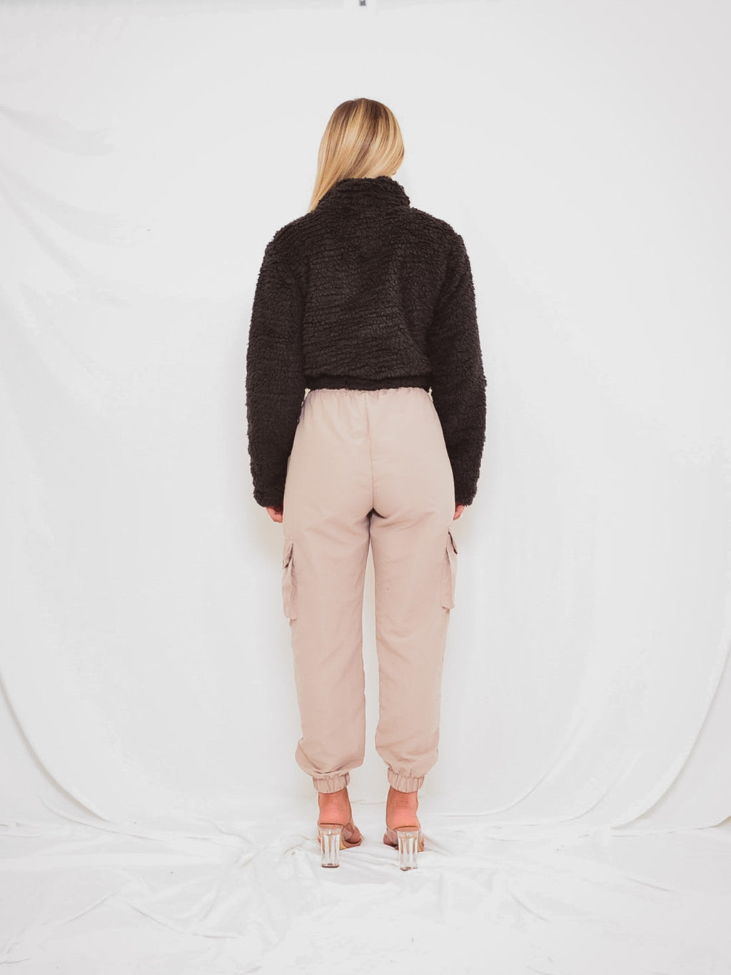 Zip Front Cropped Teddy Jumper