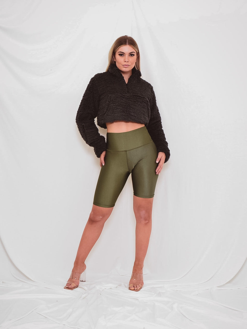 Zip Front Cropped Teddy Jumper