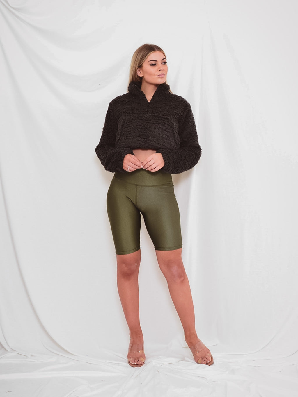 Zip Front Cropped Teddy Jumper