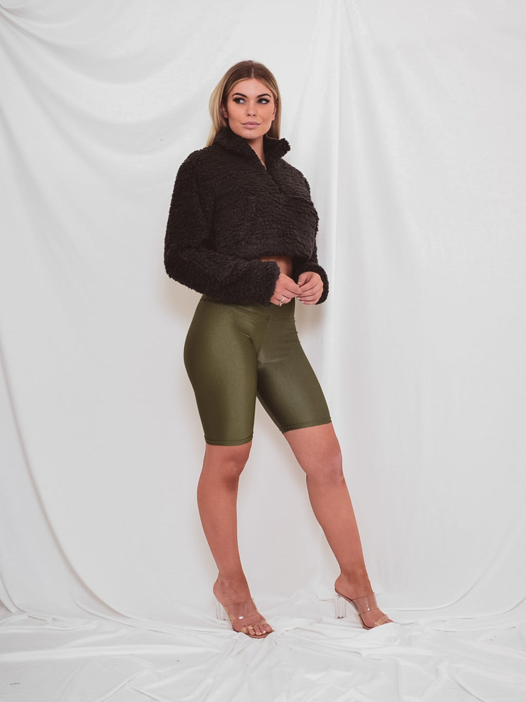 Zip Front Cropped Teddy Jumper