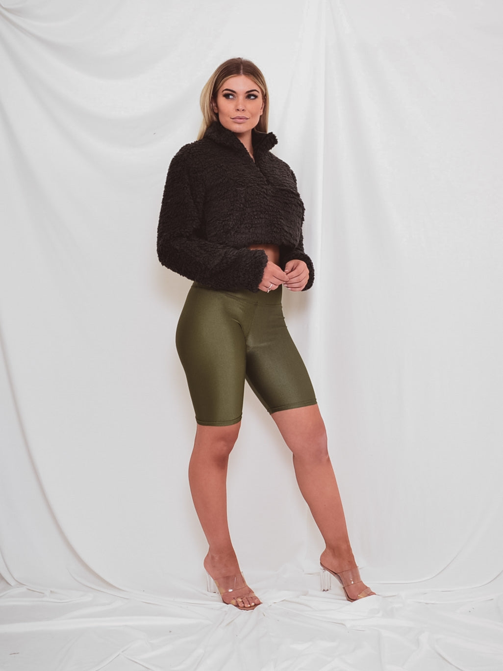 Zip Front Cropped Teddy Jumper
