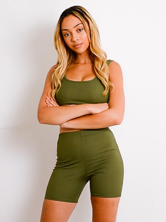 Ribbed Bralet & Shorts Co-ord