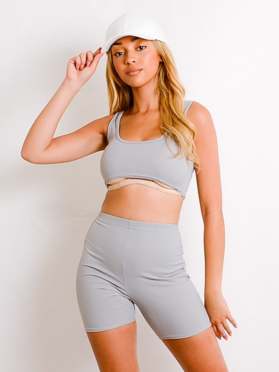 Ribbed Bralet & Shorts Co-ord