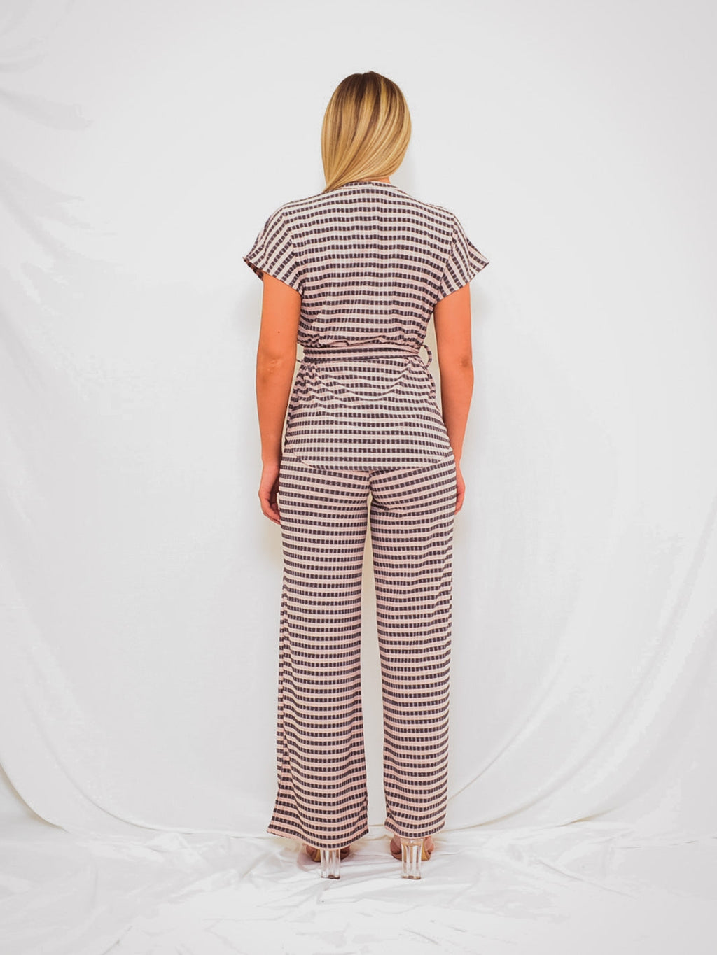 Striped Ribbed Belted Top & Trouser Co-ord