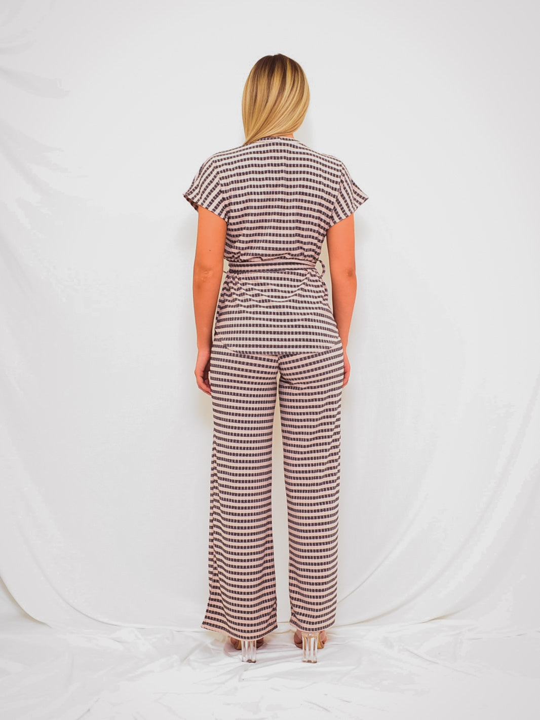 Striped Ribbed Belted Top & Trouser Co-ord