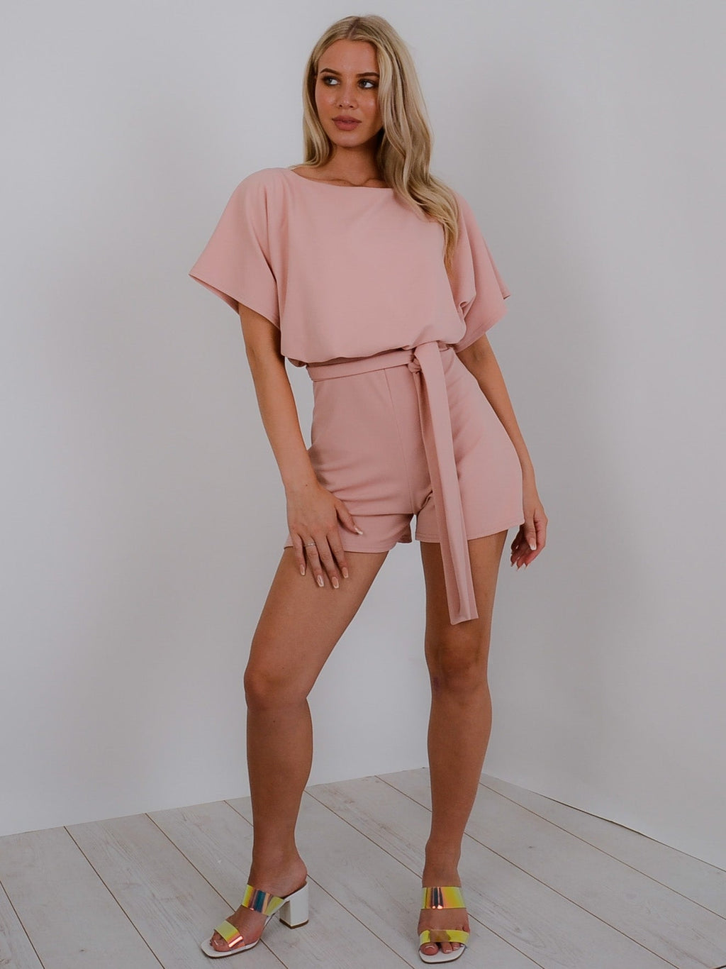 Batwing Style Belted Playsuit