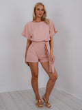 Batwing Style Belted Playsuit