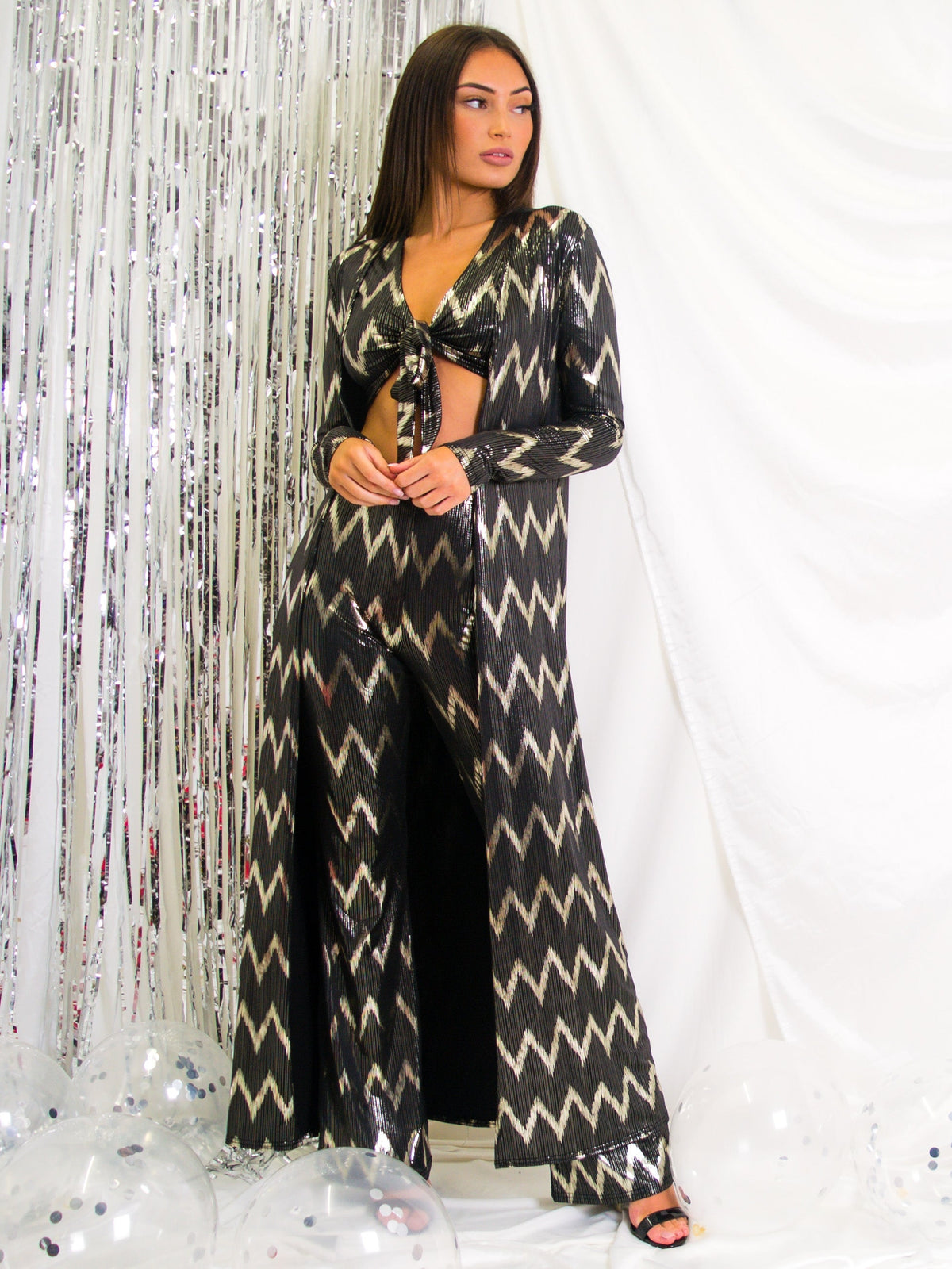 Gold Foil Chevron Print 2 Piece Co-ord Set