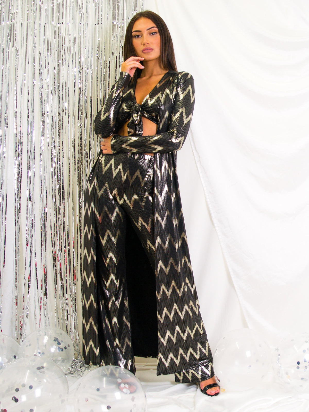 Gold Foil Chevron Print 2 Piece Co-ord Set