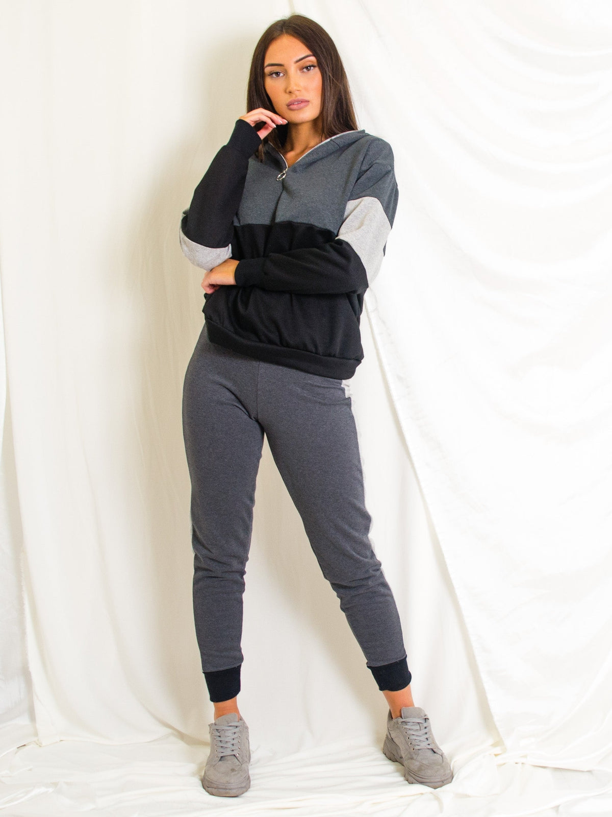Contrast Colour Block Hoodie & Trouser Co-ord