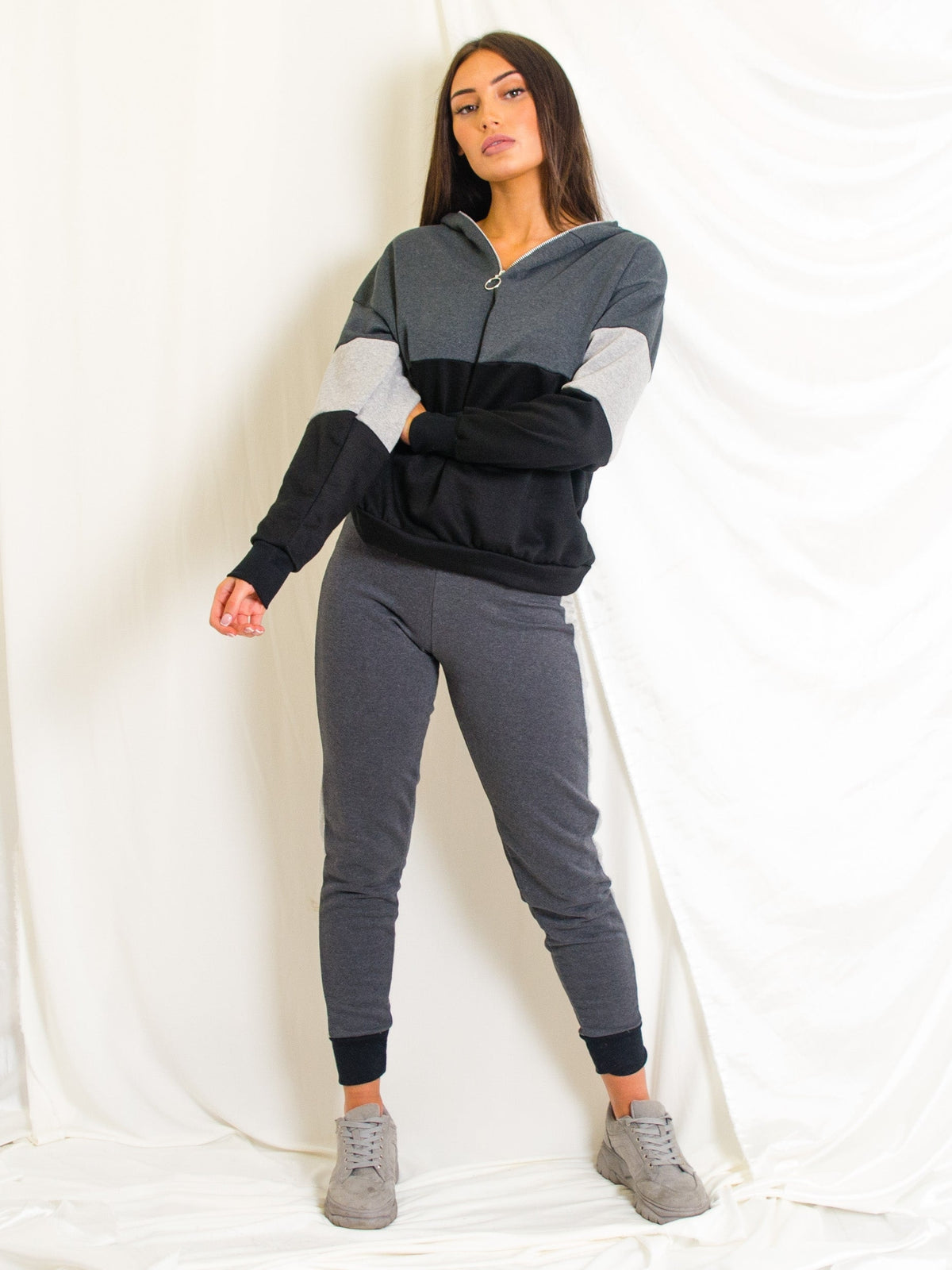 Contrast Colour Block Hoodie & Trouser Co-ord