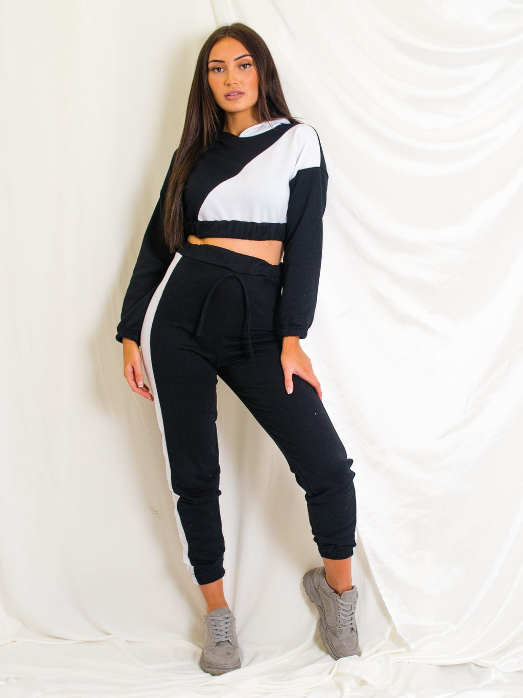 Contrast Cropped Hoodie & Trouser Co-ord