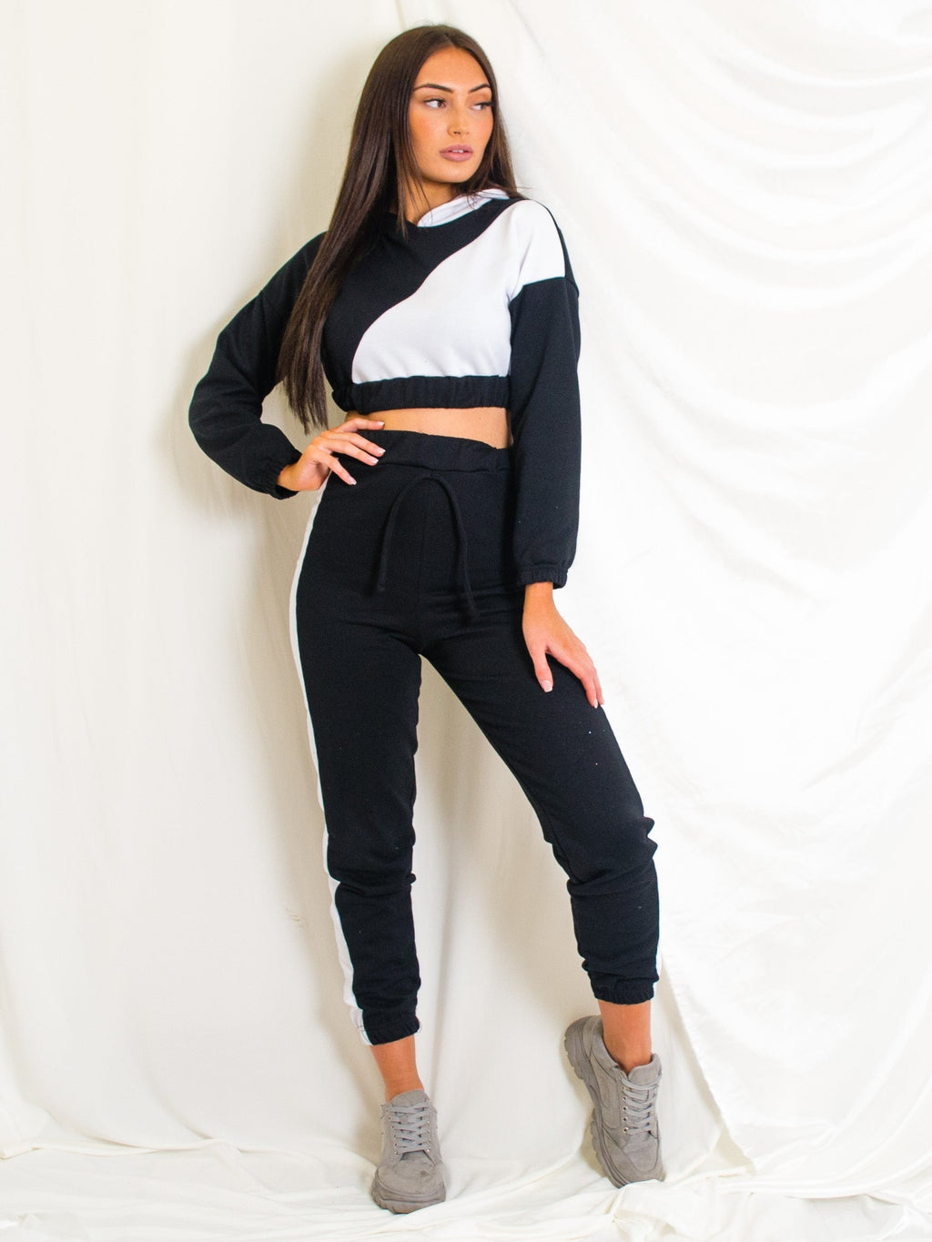 Contrast Cropped Hoodie & Trouser Co-ord