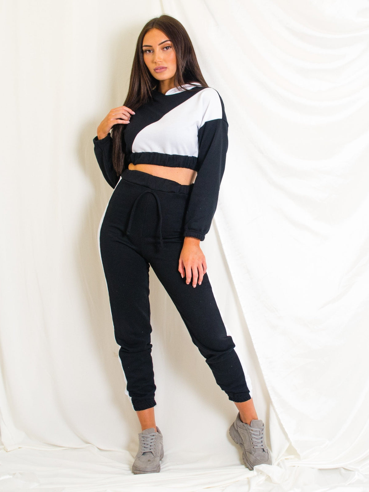 Contrast Cropped Hoodie & Trouser Co-ord