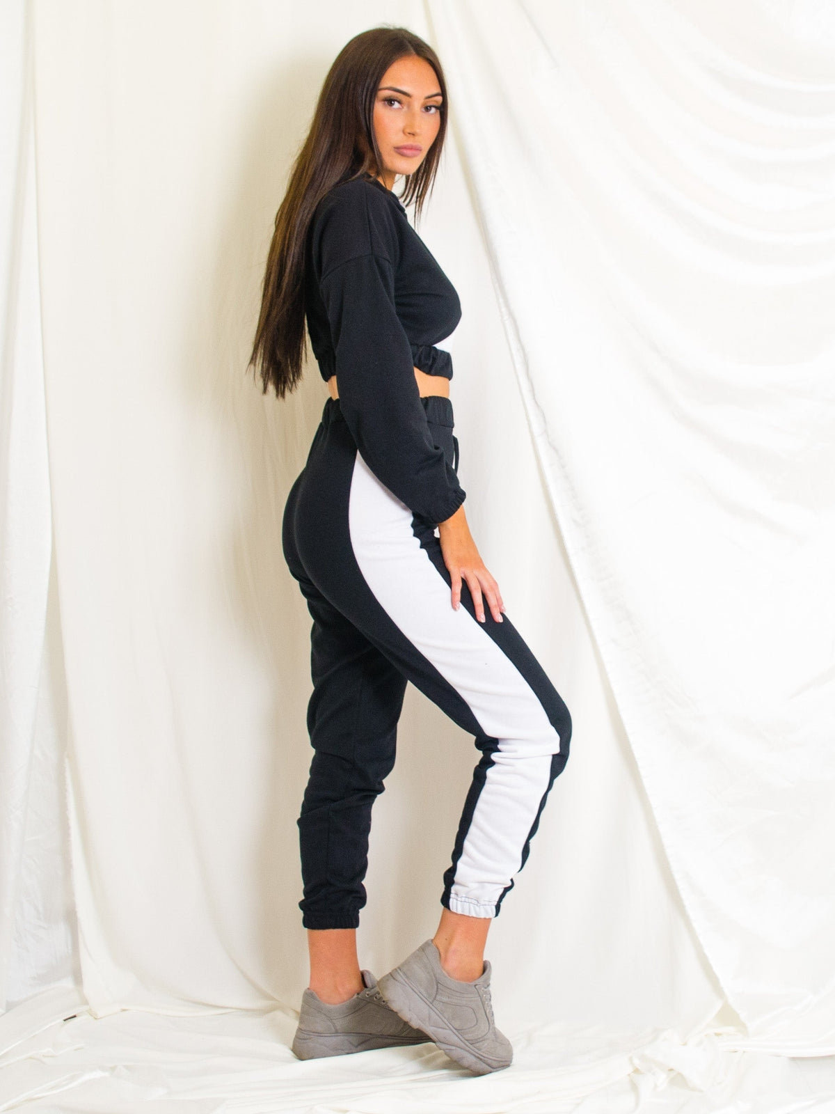 Contrast Cropped Hoodie & Trouser Co-ord