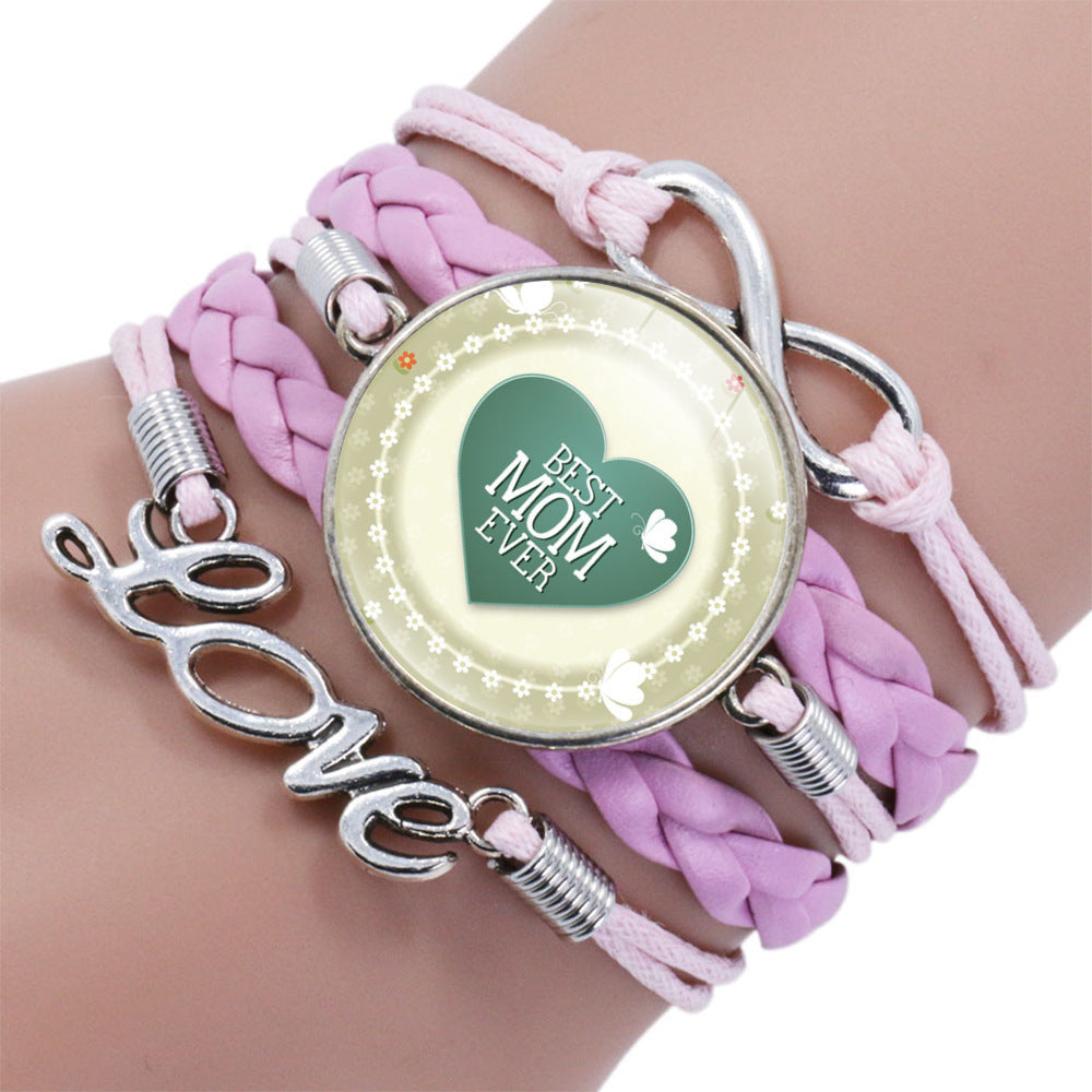 MOM LOVE Time Stone Multi-layer Multi-layer Leather Bracelet LOVE Mother's Day Gift