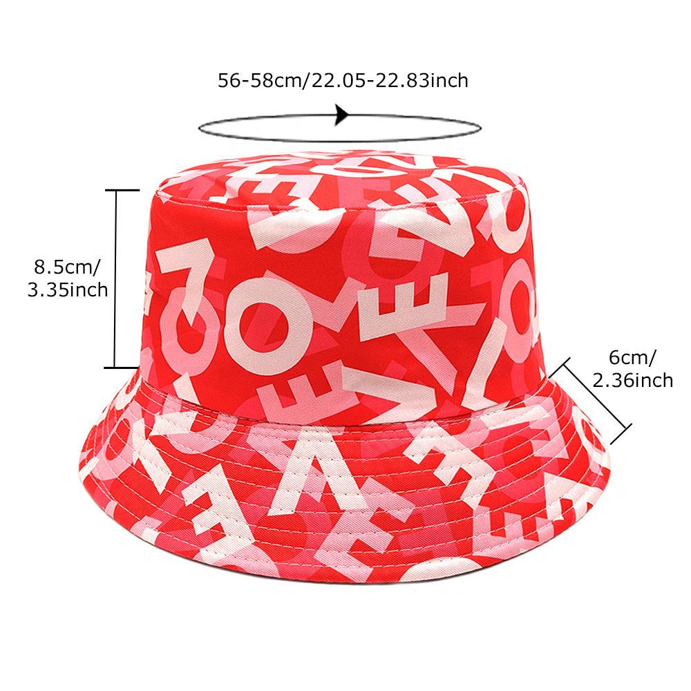 Valentine's Day Heart Printing Bucket Hat Foreign Trade Casual Double-sided Wear