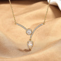 Micro Inlaid Zircon Water Drop V-shaped Necklace