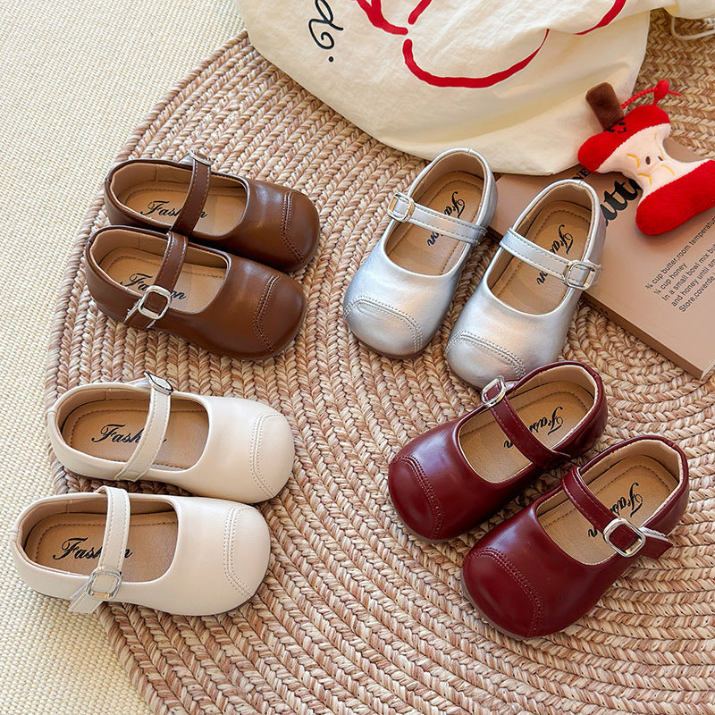 Simple And Versatile Leather Shoes For Little Girls