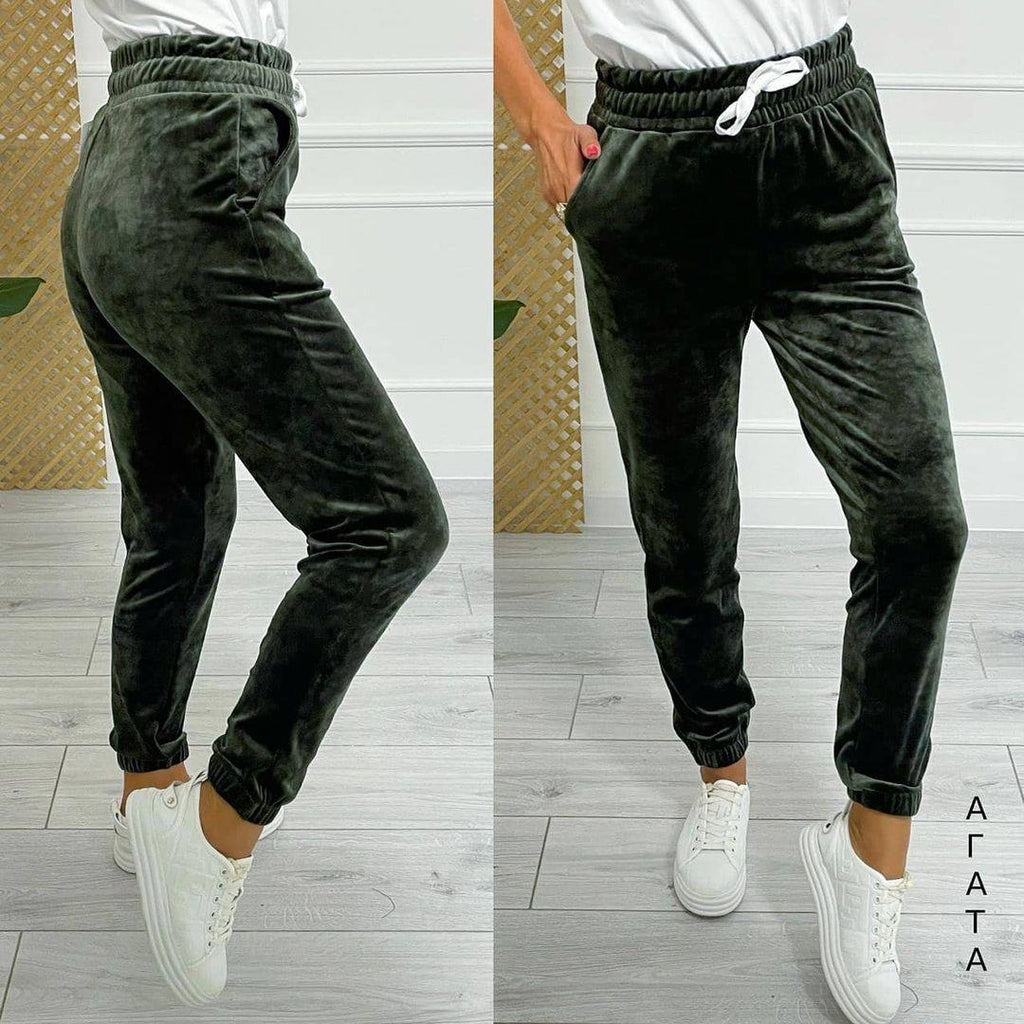 Versatile Women's Jogger Pants With Elastic Waistband And Drawstring, Korean-style Velvet Casual Pants, Sportswear