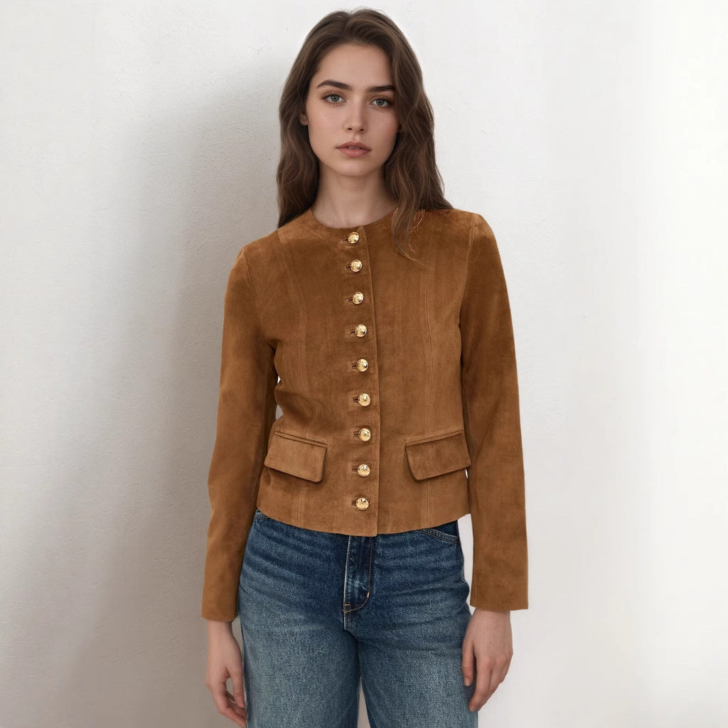 Single-breasted Short All-match New Suede Jacket