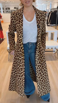 Women's Coat Lapel Leopard Print Casual Trench Women's Clothing