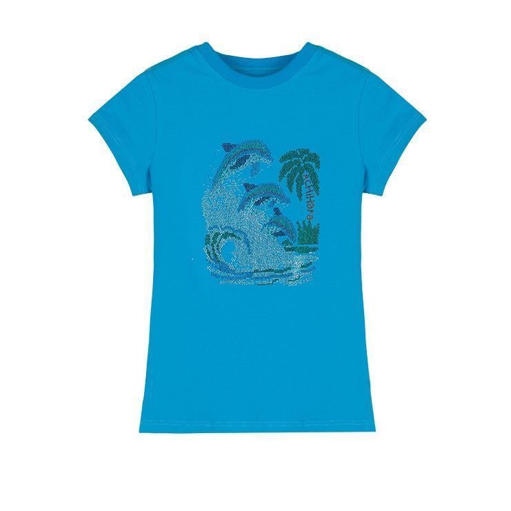 Blue Slim-fit Short-sleeve T-shirt Women's Summer Base Top