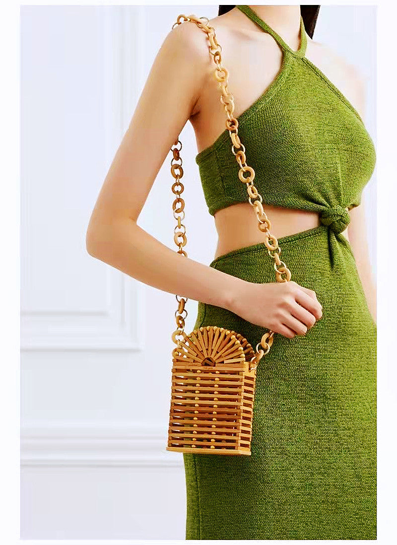 Ancient Style New Women's Crossbody Shoulder Bamboo Woven Bag