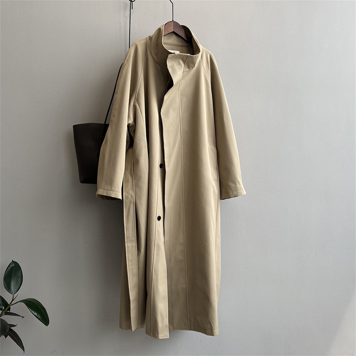 Women's Stand Collar Mid-length Trench Coat