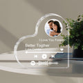Personalized Clear Thick Acrylic Block Spotify Code Music Photo Heart-Shaped Frame Gift
