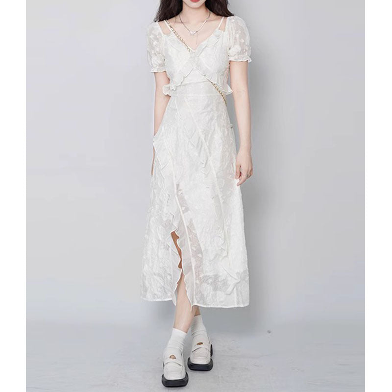 Fashionable White Slimming Dress For Women