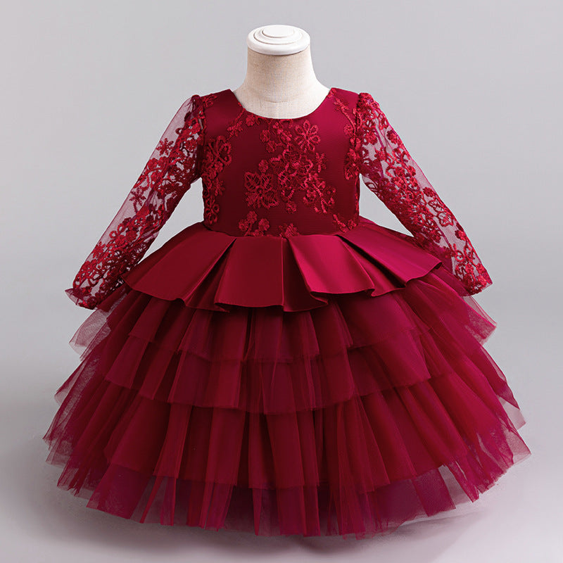 Children's Embroidered Princess Long-Sleeve Tutu For Piano Performance