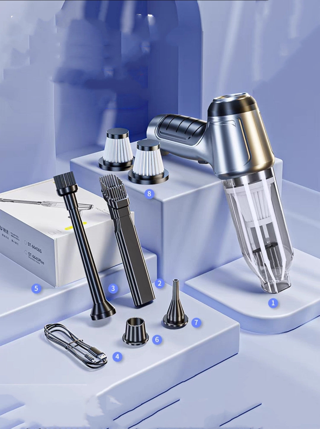 Premium Car Vacuum Cleaner - Powerful Portable Handheld Auto Detailing Tool with Strong Suction