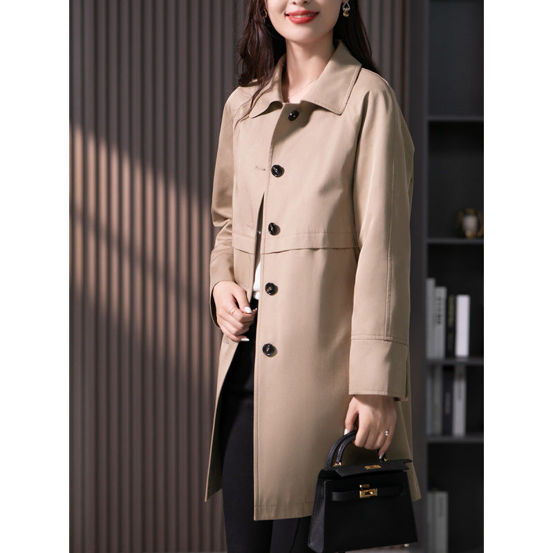 British Elegant Trench Mid-length Straight Coat