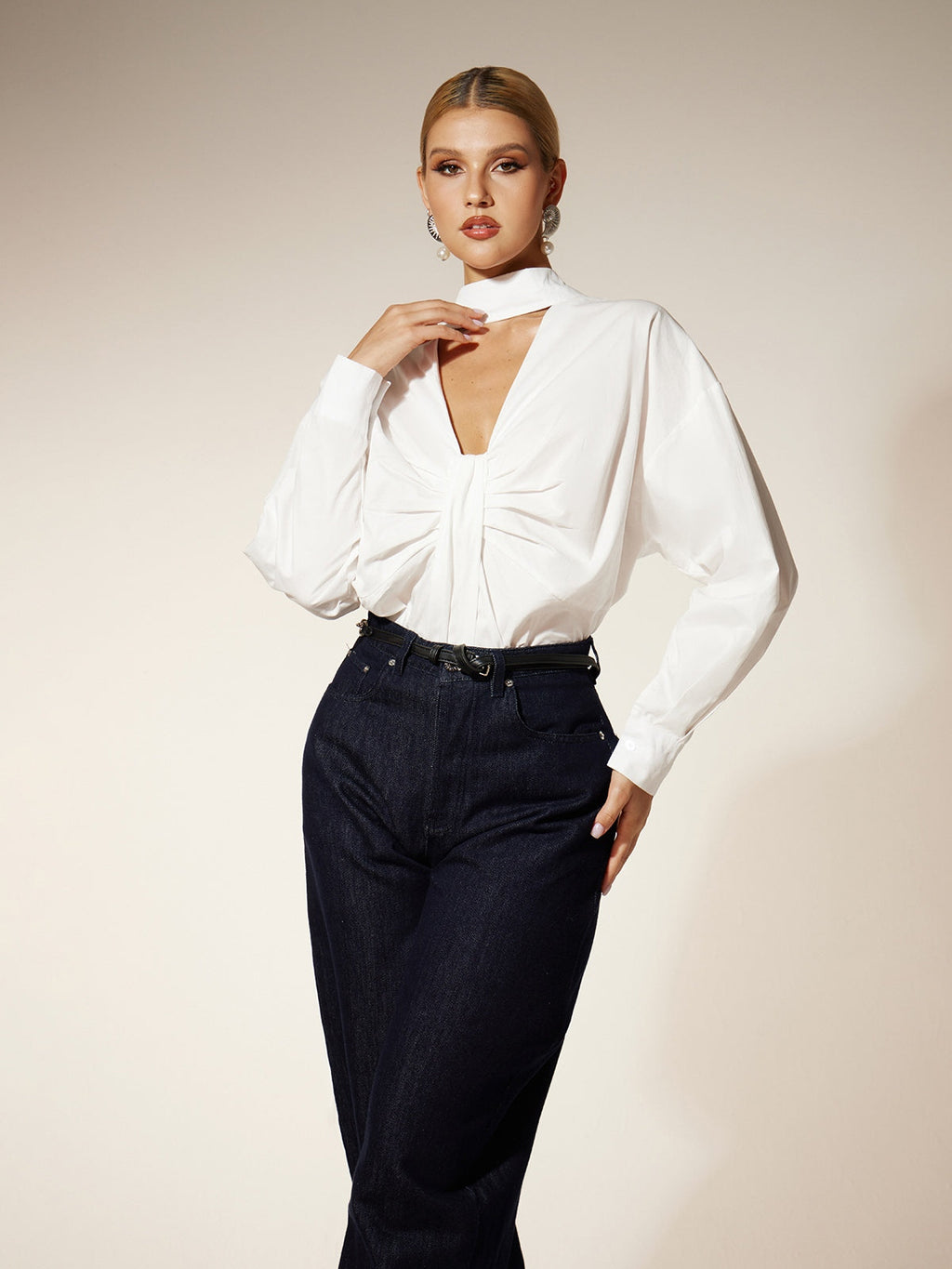 Ehawee Long Sleeve Cutout Shirt